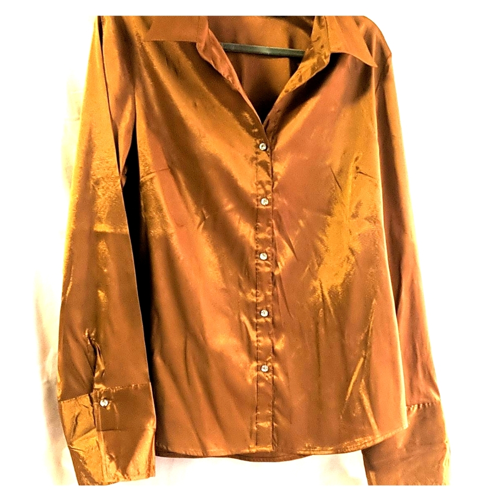 Rust/gold color shimmer top